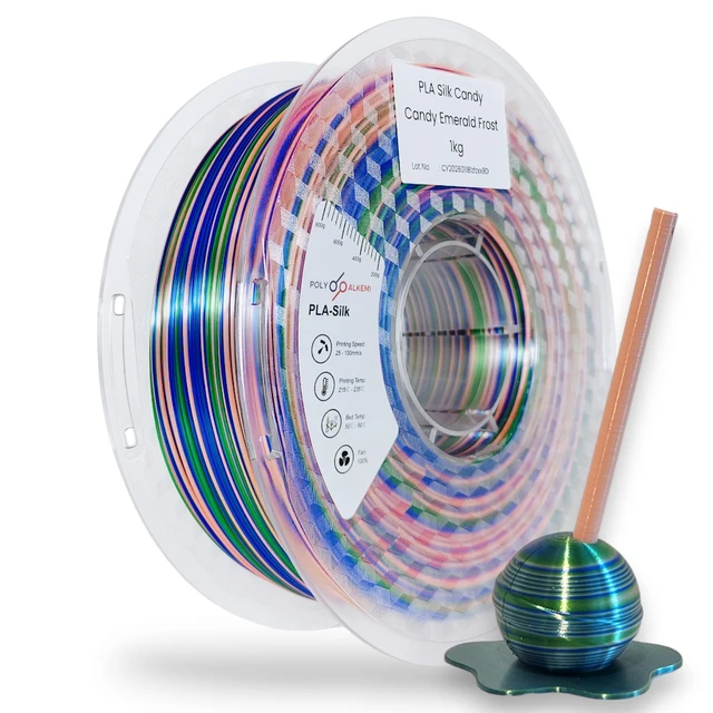 Polyalkemi PLA Silk Candy Emerald Frost (Deep Blue L.Orange Green) 