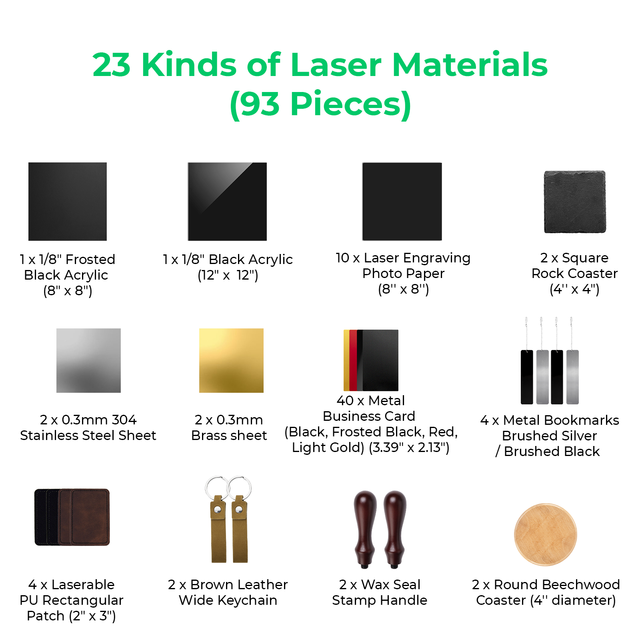 xTool F1/F2 Ultra Laser Material Kit 93 pcs 