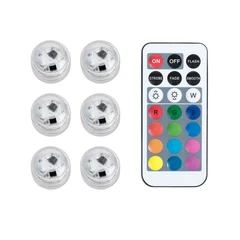 Mini Waterproof RGB LED Lights w/Remote (6pcs)