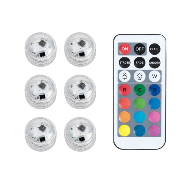 Mini Waterproof RGB LED Lights w/Remote (6pcs) 