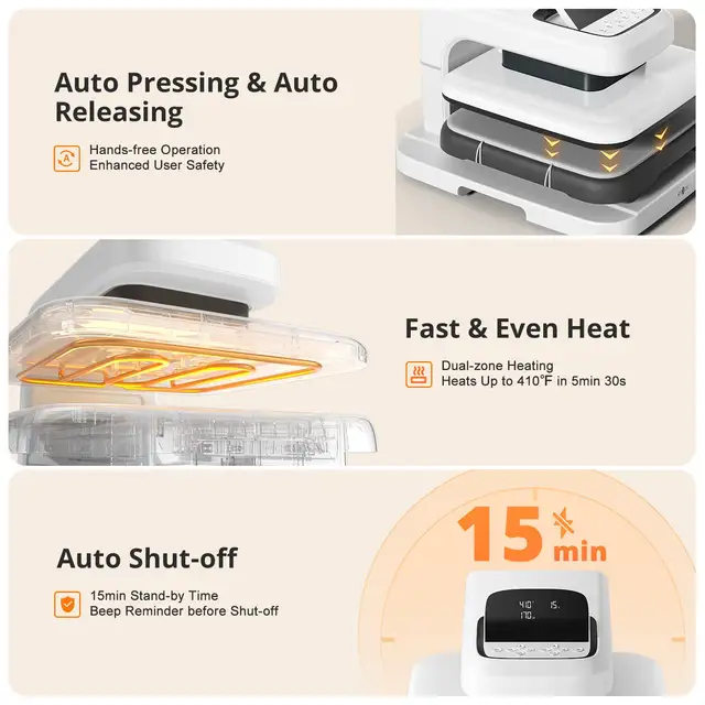 HTVRONT Auto Heat Press 2-Digit White 