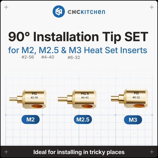CNCKitchen 90° Installation Tip SET M2 , M2.5 , M3 