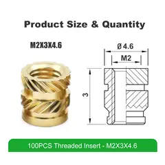 Mintion Threaded Insert Set M2x3x3.6 - 100pcs