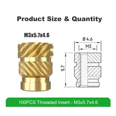Mintion Threaded Insert Set M3x5.7x4.6 - 100pcs