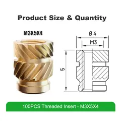 Mintion Threaded Insert Set M3x5x4 - 100pcs