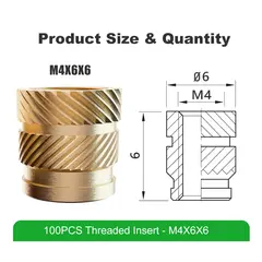Mintion Threaded Insert Set M4x6x6 - 100pcs