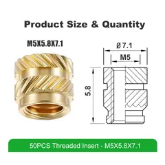 Mintion Threaded Insert Set M5x5.8x7.1 - 50pcs