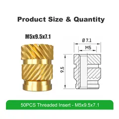 Mintion Threaded Insert Set M5x9.5x7.1 - 50pcs