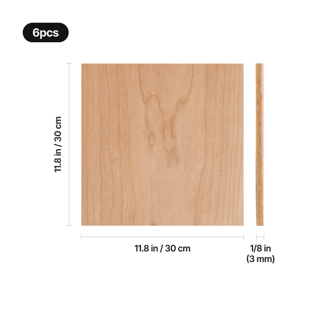 Xtool Cherrywood Plywood Sheets 300x300mm - 6stk 