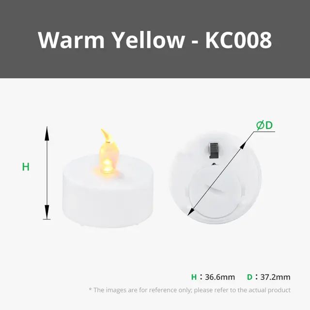 Bambu Lab Led Flame Tea Light Candle Set 12pcs (Warm Yellow) 