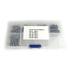 Skrue-sett med runde hoder, 80 stk M4