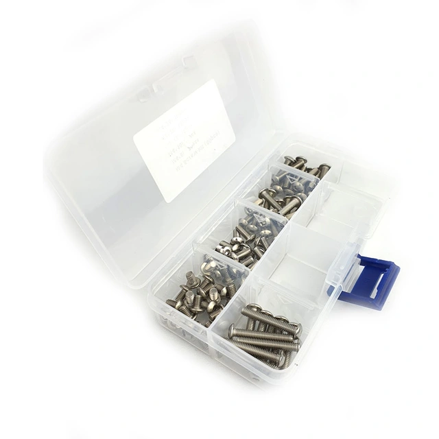Skrue-sett med runde hoder, 80 stk M4 