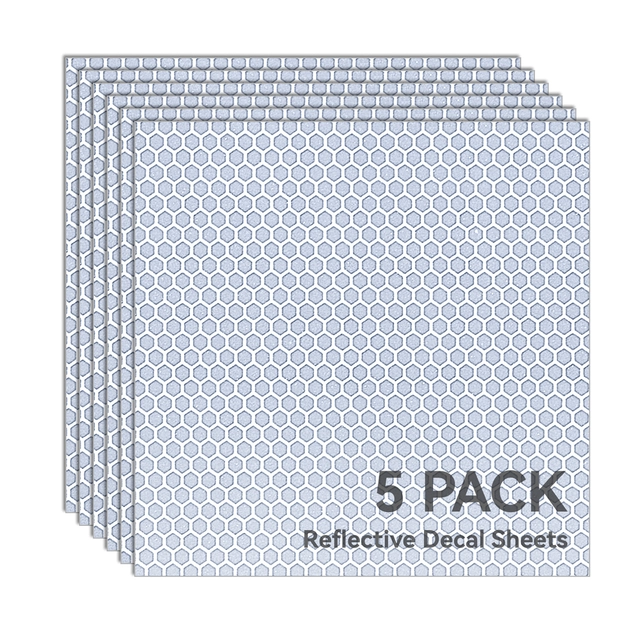 Bambu Light Gray Reflective Decal Sheets 5pcs 