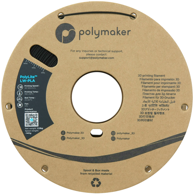 Polymaker PolyLite LW-PLA Black (800g) 