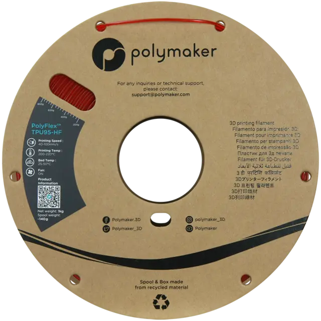 Polymaker PolyFlex TPU95-HF Translucent Red (1000g) 