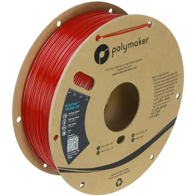 Polymaker PolyFlex TPU95-HF Translucent Red (1000g) 