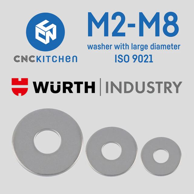 CNCKitchen Washers w/large diameter M8 