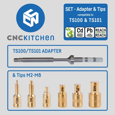 CNCKitchen Soldering Tips and Adapter For TS100 / TS101