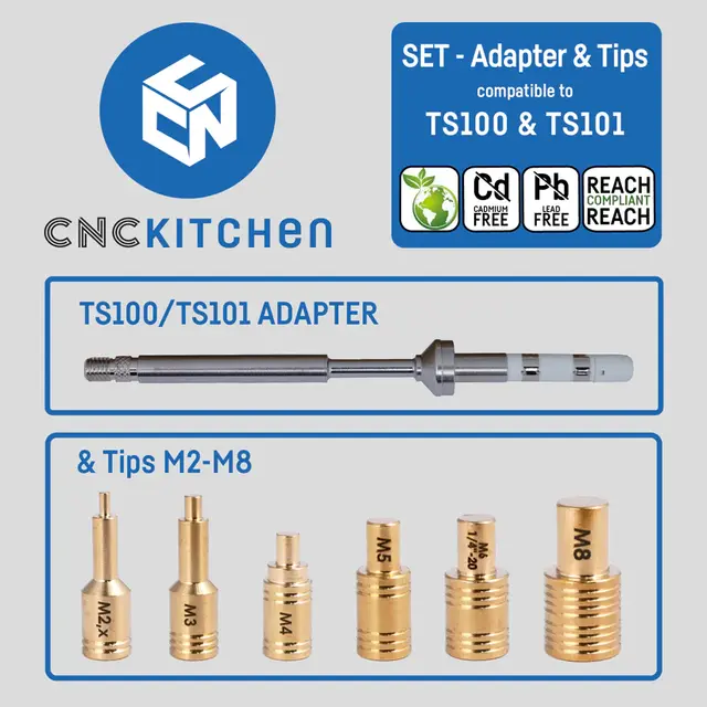 CNCKitchen Soldering Tips and Adapter For TS100 / TS101 