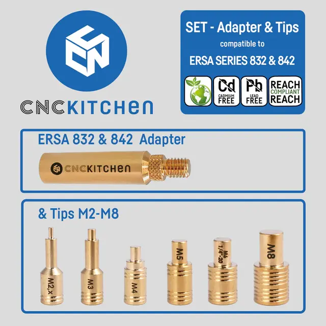 CNCKitchen Soldering Tips and Adapter For ERSA-serie 832 & 842 