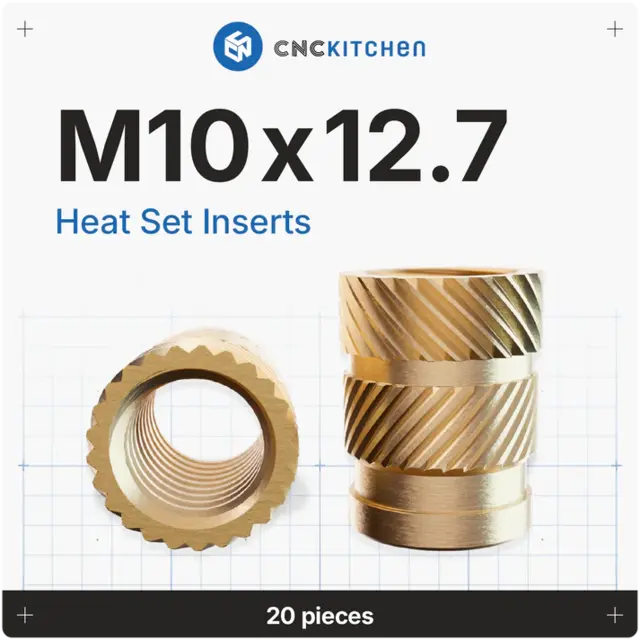CNCKitchen Threaded Inserts M10 Standard 20pk 