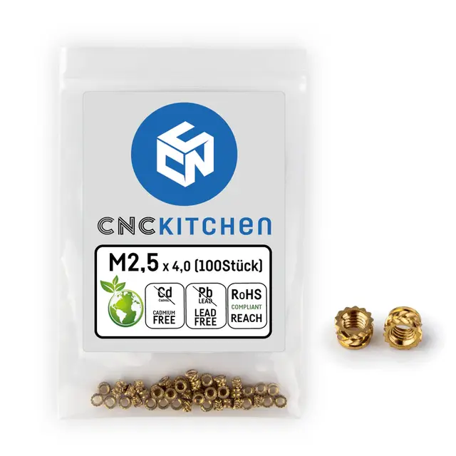 CNCKitchen Threaded Insert M2.5 Standard 100pk 