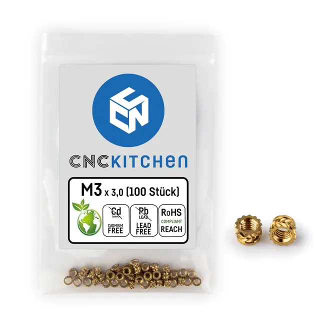 CNCKitchen Threaded Inserts M3 Short 100pk 