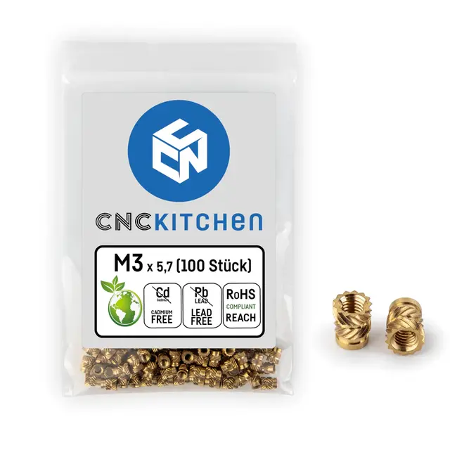 CNCKitchen Threaded Inserts M3 Standard 100pk 