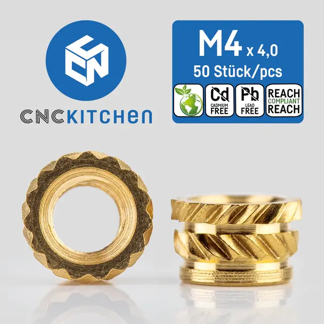 CNCKitchen Threaded Inserts M4 Short 50pk 