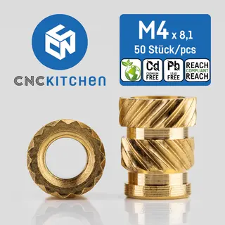 CNCKitchen Threaded Inserts M4 Standard 50pk