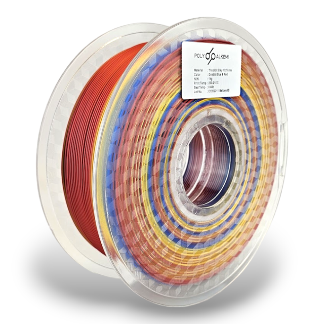 Polyalkemi PLA Silk TriColor Gold Blue Red 