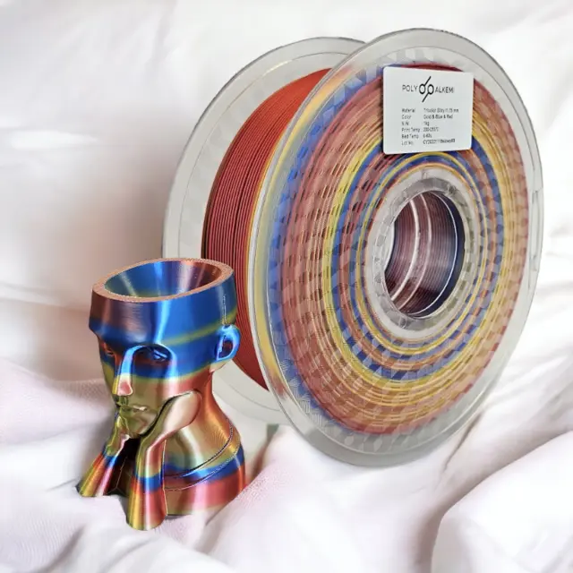 Polyalkemi PLA Silk TriColor Gold Blue Red 