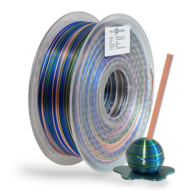 Polyalkemi PLA Silk Candy Emerald Frost (Deep Blue L.Orange Green) 