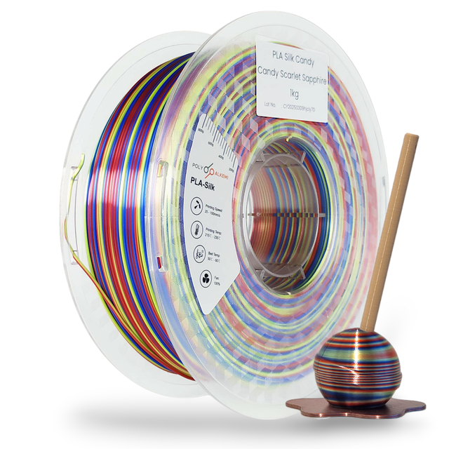 Polyalkemi PLA Silk Candy Scarlet Sapphire (Blue Gold Red) 