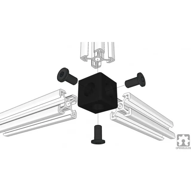 RatRig Corner Connector - Three Way Cube For 2020 - Black 